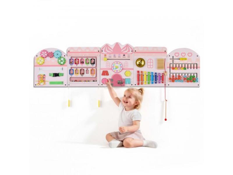 Wall Busy Board - 14-in-1 Castle Montessori Sensory Activity Panels - Learning Activity Center for Daycare - Classroom - Playroom & Home