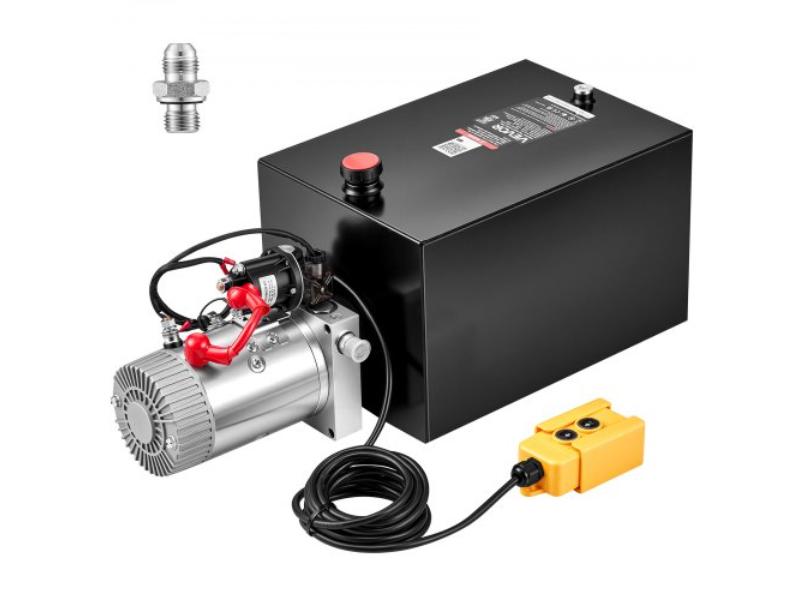 Hydraulic Pump - 20 qt. Single Acting Power Unit - 3200 PSI Max Relief Pressure - 0.91 GPM Flow Rate - DC12V 1.6KW for Dump Trailer Car Lifting