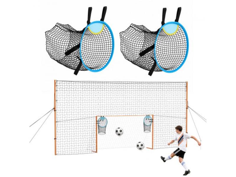 Soccer Goal - 9 x 5 ft. Iron Frame - PE Net - Backstop Target Net - Ground Stakes & Ropes for Youth & Adults - Outdoor Backyard Training