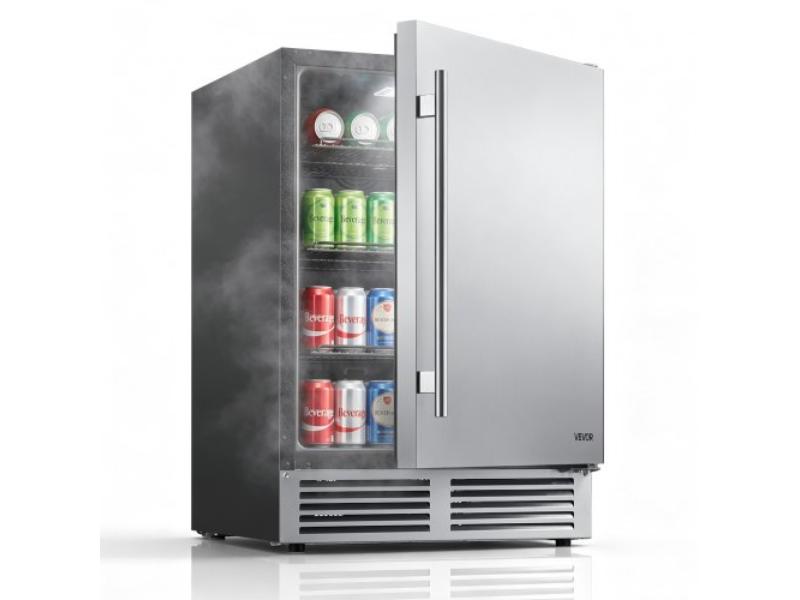 Outdoor Beverage Refrigerator - 24 in. Undercounter Drink Fridge - 5.0 cu. ft. - Holds 180 Cans - Built-in-Freestand Cooler for Home Bar & Patio