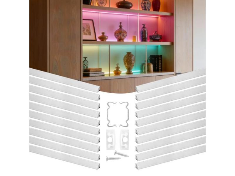 V Shape LED Aluminum Channel - 3.3 ft. with Milky Cover - End Caps & Mounting Clips for LED Strip Light Installations - Pack of 20