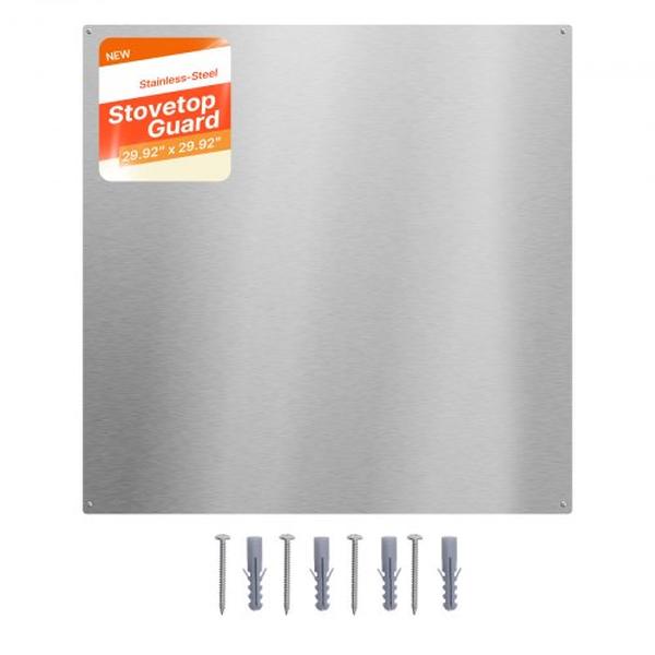30 x 30 in. Stainless Steel Backsplash for Stove, Ultra Flat Splatter Guard, Wall Shield Range Hood Backsplash, Silver