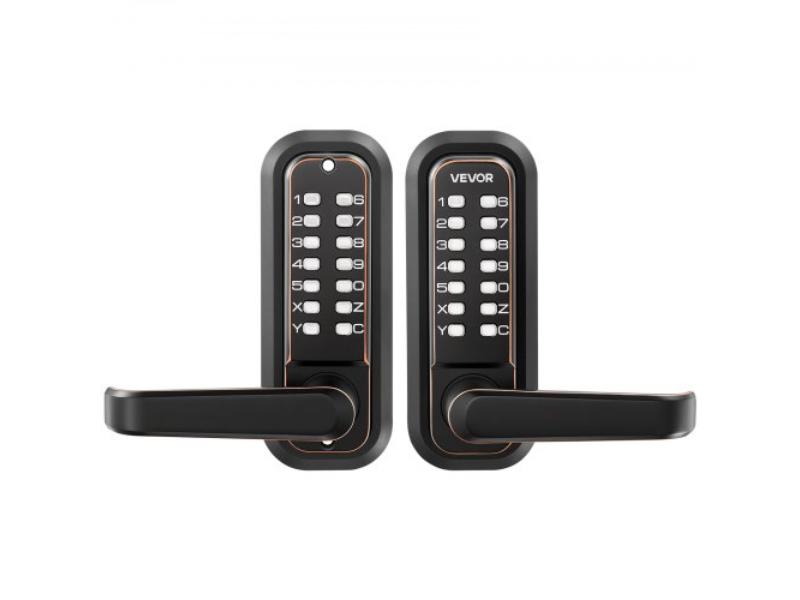Mechanical Keyless Entry Door Lock - 2.0 Code Upgrade - 4-7 Digits - Double-Sided Push Button Keypad with Handle - Auto Locking - Oil-Rubbed Bronze