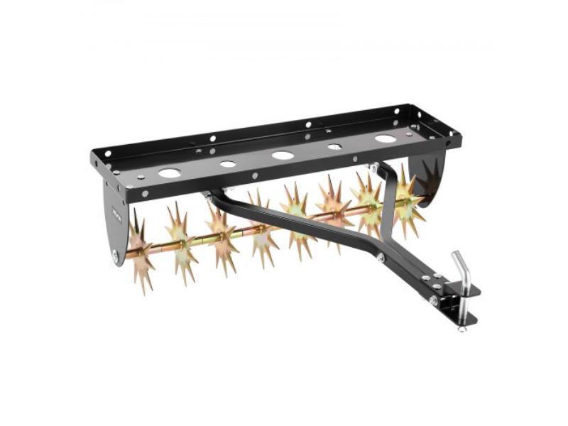 Tow Behind Plug Aerator - 32 in. Lawn Spike Aerator with Universal Hitch - Heavy Duty & Rust-Resistant for Farmland & Garden Tractors