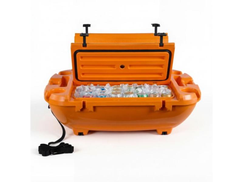Floating Cooler - 40 qt. Floating Ice Chest with Dry Storage & Tow Rope - Premium LLDPE Amphibious Drink Cooler for Water & Land - Orange