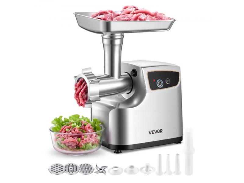 Electric Meat Grinder - 5 lbs Min Capacity - No.8 Mincer with 3 Grinding Plates - 3 Sausage Tubes & Kubbe Kit - 700W for Home Kitchens - ETL Listed
