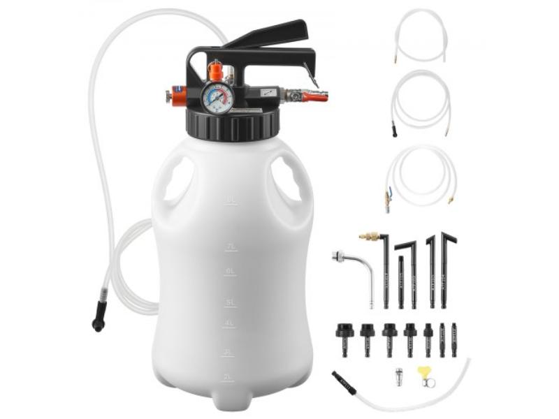 Transmission Fluid Pump - 8 L Pneumatic Oil Fluid Extractor - ATF Refill Dispenser Transfer Pump with 15 ATF Adapters for Cars - Boats & Lawn Mowers