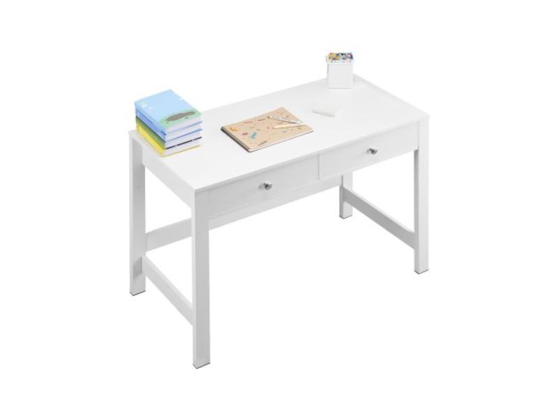 Small Desk with Drawers - Kids Desk for Bedroom - Modern Study Table for Drawing - Reading & Writing - Rectangle MDF Furniture - White