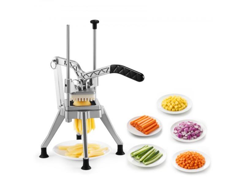 French Fry Cutter - 0.37 in. Blade Commercial Vegetable Chopper - Lever-Action Dicer with Ergonomic Handle - Stainless Steel Potato Slicer