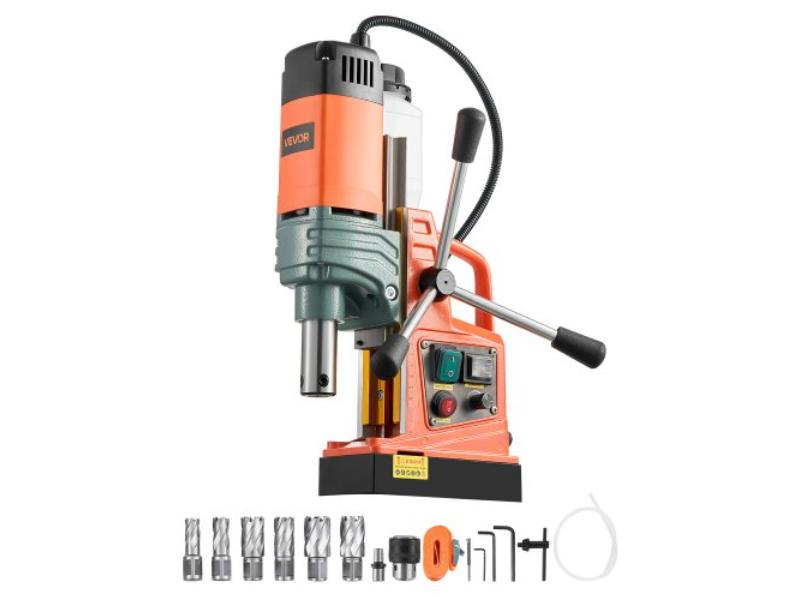 Magnetic Drill - 1450W Motor - 2 in. Coring Diameter - 2922 lbs Magnetic Force - Portable Electric Mag Drill with 6 Coring Bits