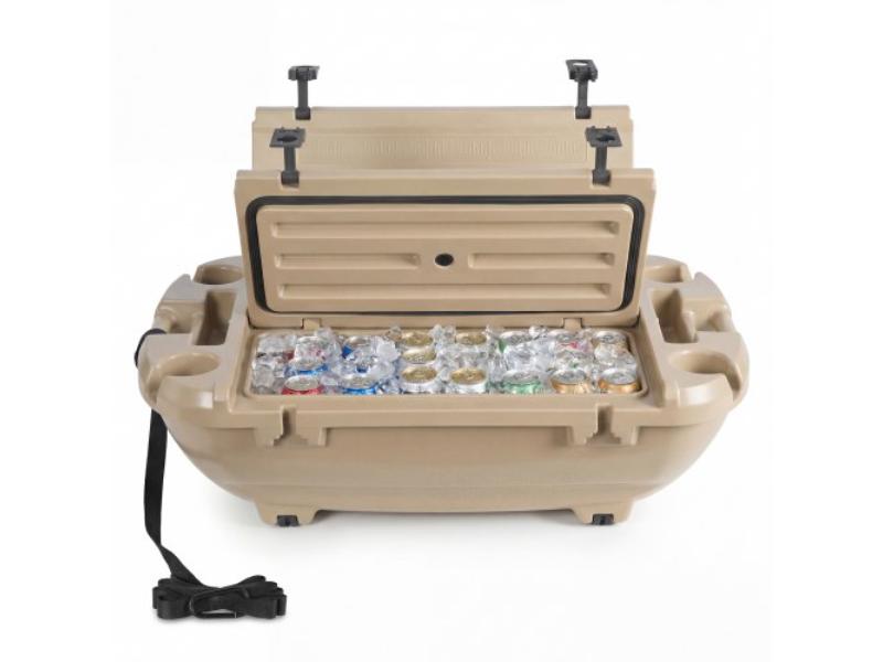 Floating Cooler - 40 qt. Floating Ice Chest with Dry Storage & Tow Rope - Premium LLDPE Amphibious Drink Cooler for Water & Land - Apricot