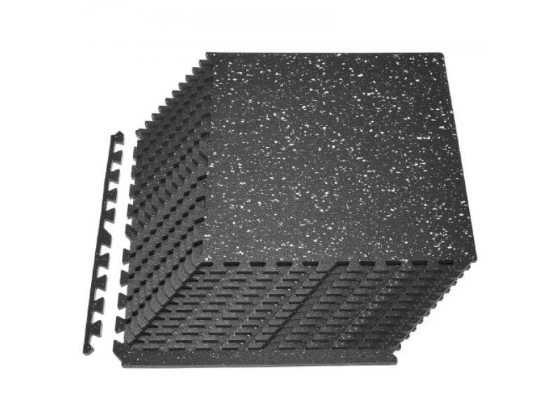 Puzzle Exercise Mat - 24 x 24 x 0.56 in. High-Density EVA Foam - Interlocking Tiles - Protective Floor Padding - Black & White Dots - Pack of 24