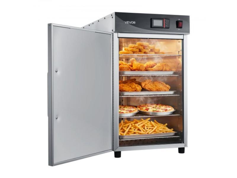 Electric Hot Box Food Warmer - 5-Tier Commercial Warming Cabinet with Water Tray - Single-Door & Adjustable Shelves - Stainless Steel