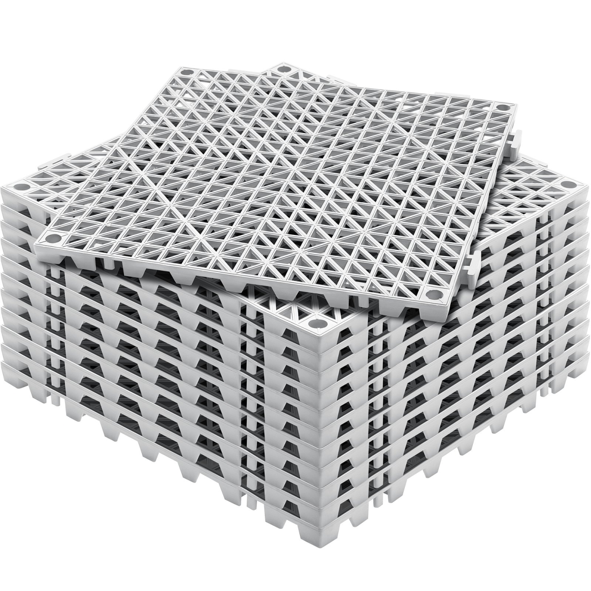 12 x 12 in. Interlocking Drainage Floor Tiles, Gray - Pack of 12