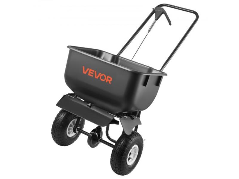 Push Lawn Spreader - 12 ft. Spreading Width - 80 lbs Load Capacity - 10 in. Tires - Walk-Behind Garden & Lawn Broadcast Spreaders