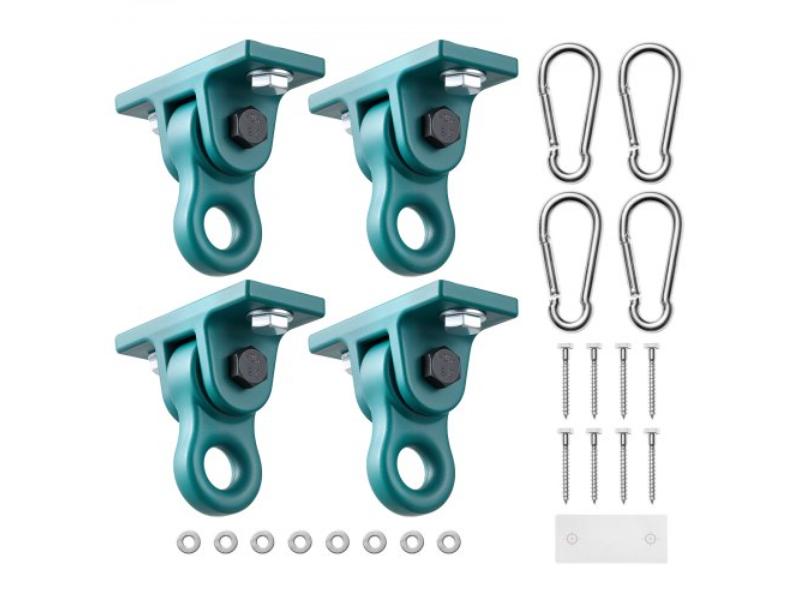 Green Swing Hangers - Heavy Duty Brackets - 5000 lbs Capacity - Smooth Dual Bearing - Aluminum Alloy for Playground - Porch - Yoga Chair - Pack of 4
