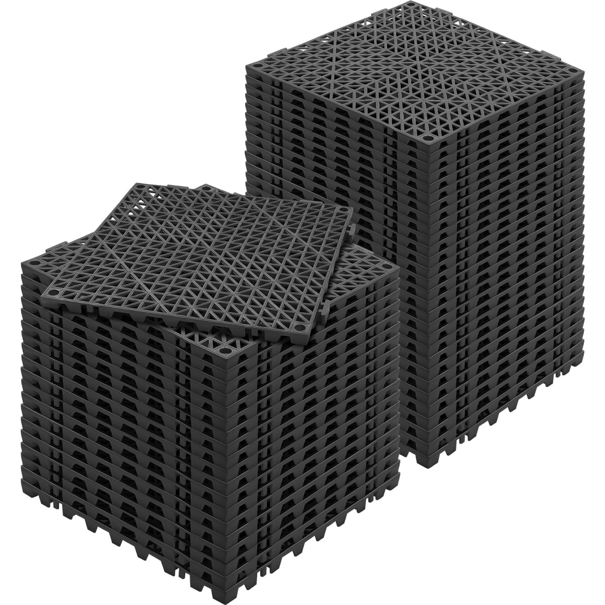12 x 12 in. Drainage Interlocking Tiles, Black - 50 Piece