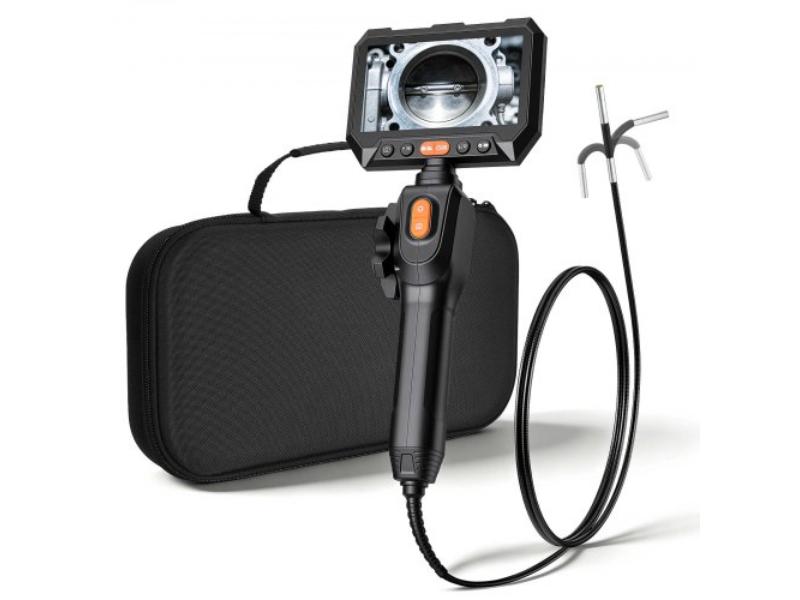 Articulating Borescope - 0.15 in. Ultra-Slim Lens - Two-Way Endoscope - 5 in. HD Screen - 8X Zoom - 5000mAh Battery - 4.9 ft. Cable