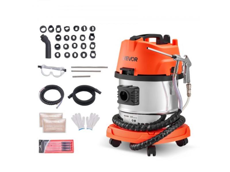 Walnut Blaster Kit - 1200W Sand Blaster with Vacuum - Extension Nozzle - 5.5 lbs Walnut Shell for Engine Intake Valve Cleaning - 13L