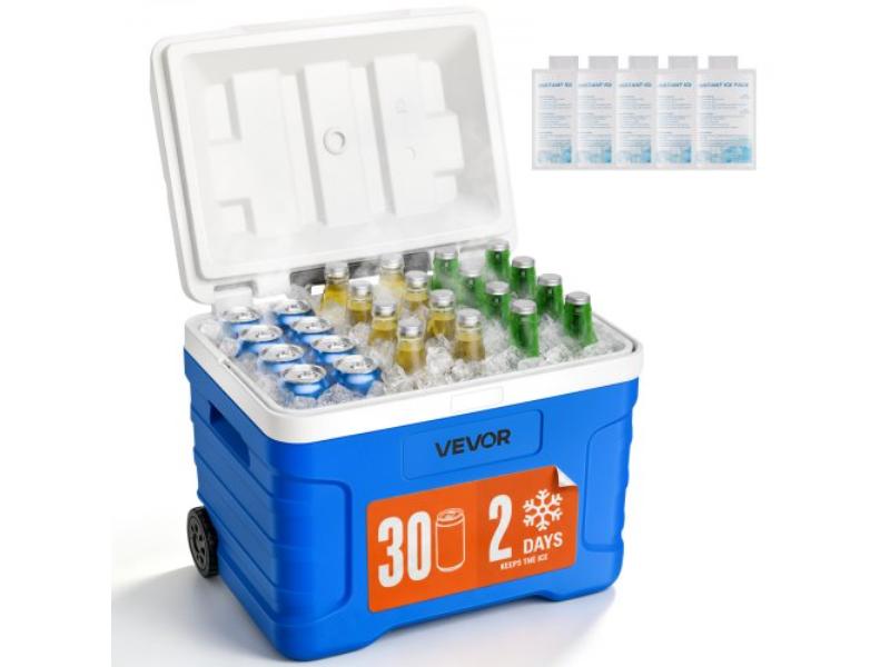 Hard Cooler - 21 qt. Portable Rolling Cooler with Wheels - Leak-Resistant Coolbox Keeps Contents Cool for 48 Hours - Ultra-Light