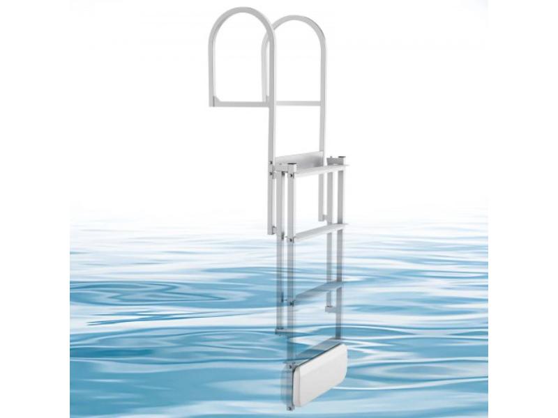Retractable Dock Ladder - 4 Steps - Aluminum Alloy Swim Ladder with Auto-Lift Float - Non-Slip Wide Steps - 500 lbs Capacity - Adjustable Height