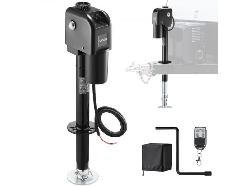 Electric Trailer Jack - 7500 lbs Capacity - Electric Power Tongue Jack with Waterproof Cover & LED Light for RV - 9.84-27.84 in. Lift - Black