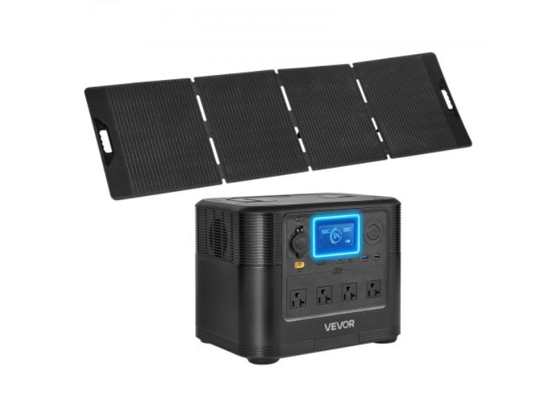 Portable Power Station - 1800W Solar Generator with 1008Wh LiFePO4 Battery Backup - 9 Output Ports for Home Emergency & Outdoor Camping - RV Travel