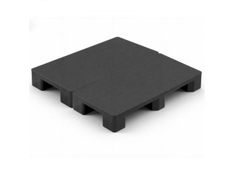 Plastic Pallets - Lightweight Waterproof Storage Pad for Indoor & Outdoor - Supports 2205 lbs - 39.4 x 19.7 x 5.4 in. , Black - Pack of 2