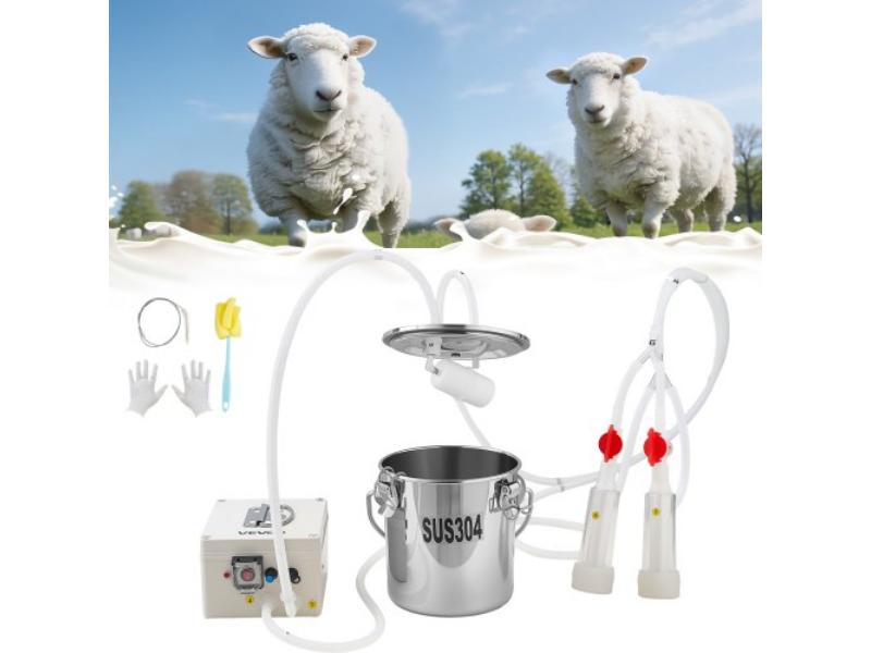 Goat Milking Machine 0.8 gal Stainless Steel Bucket - 5200 mAh Battery - 2 Teat Cups - Cordless Portable Electric Milking Machine for Goats Only