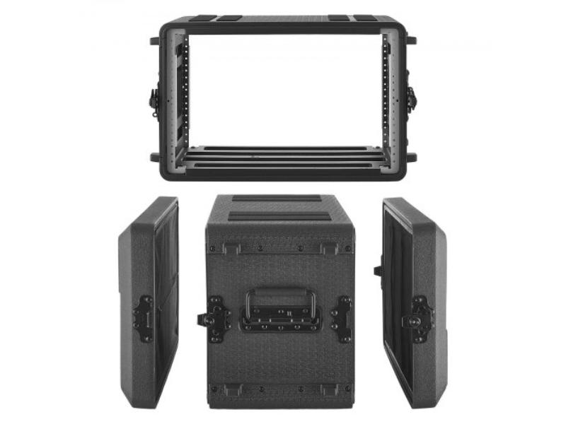 Rack Case - 12 in. Deep Rackmount Flight Case - Microphone Compartment - Polyethylene - Recessed Latches - 8.7 in. Internal Depth