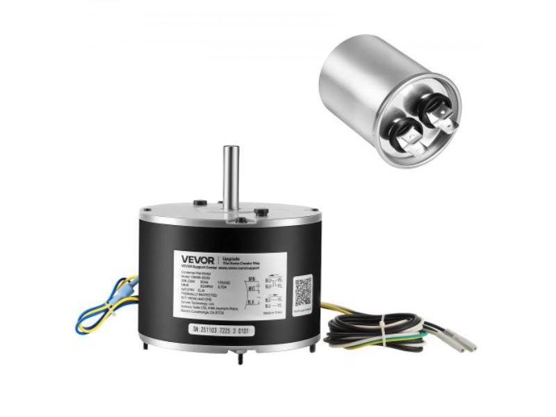 LNQDJ48Y18HPXDOWV001V7 Condenser Fan Motor with Capacitor - 0.12HP - 825 RPM - 208-230V Replacement for GE Genter - Carrier Bryant-Payne