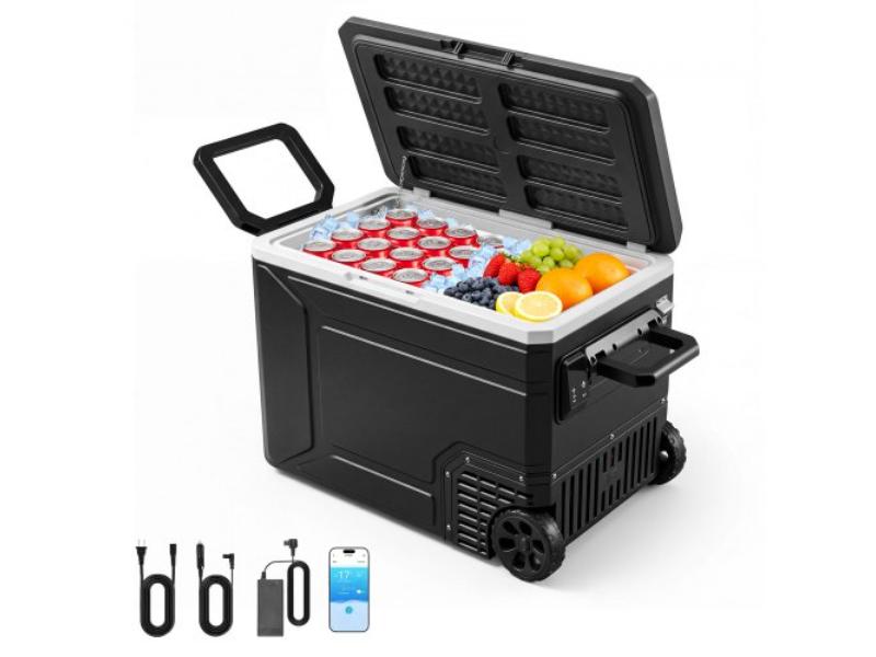 12 Volt Refrigerator - 82.4 qt. Portable Electric Freezer Compressor - APP Control & Wheel - 4 Deg F to 68 Deg F for Truck - Van - RV & SUV Camping