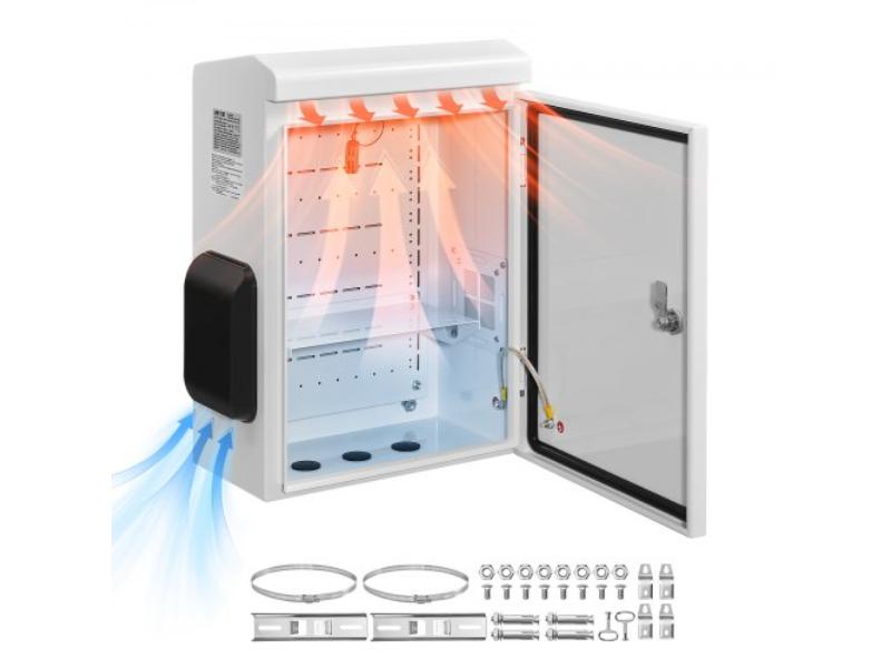 20 x 16 x 8 in. Outdoor Electrical Box - Cold-Rolled Steel Junction Box with Thermostat & Fan - IP65 Waterproof Hinged Enclosure