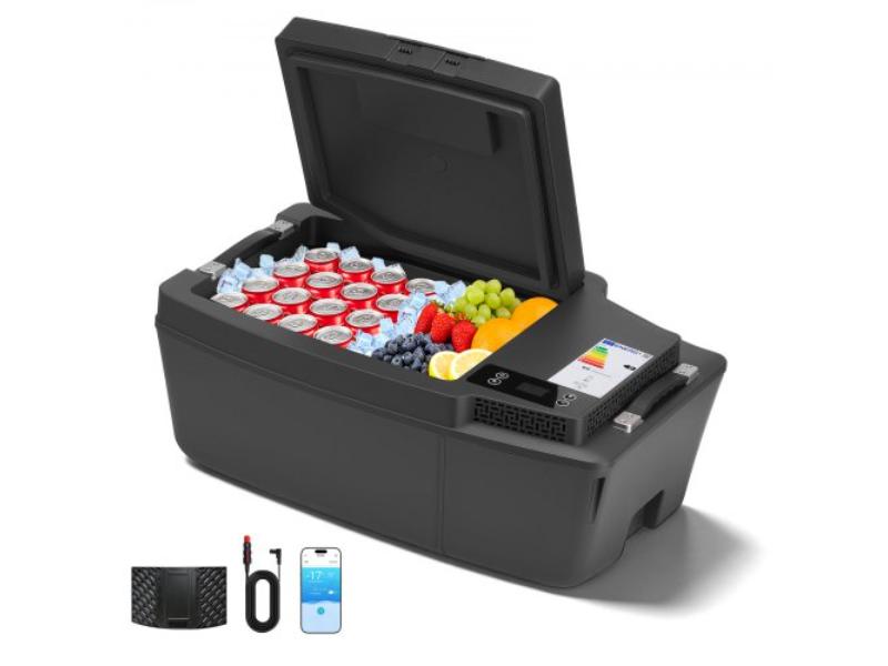 12V Refrigerator - 21.1 qt. Portable Car Fridge Freezer - APP Control - 12V DC - 3 Deg F to 50 Deg F for Tesla Model 3 & Road Trips