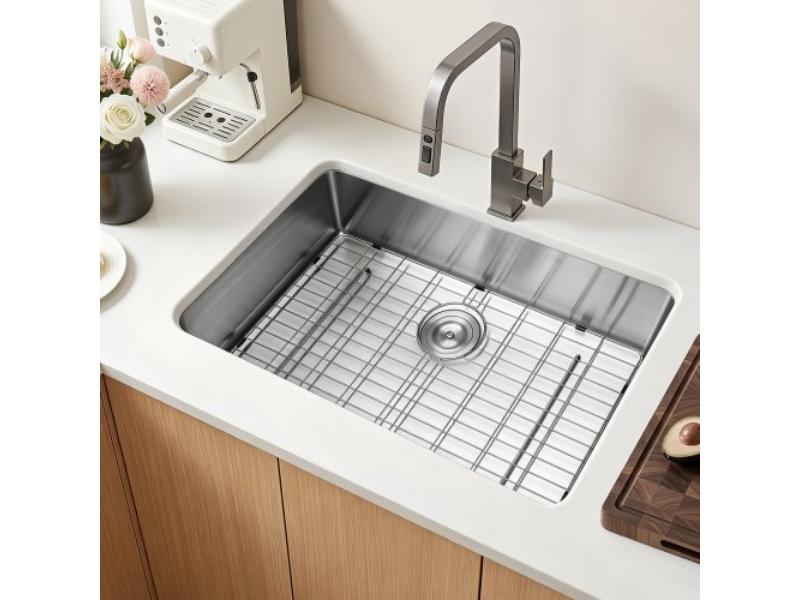 Kitchen Undermount Single Bowl Sink - 30 in. Stainless Steel Drop-In Farmhouse Basin with Accessories for RV - Prep Kitchen - Laundry Room & Bar