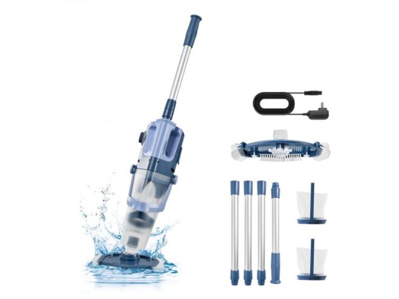 Handheld Pool Vacuum - 26 GPM Cordless Spa Hot Tub Vacuum with Extension Pole - 60 Mins Running Time - Powerful Suction for Leaves & Debris