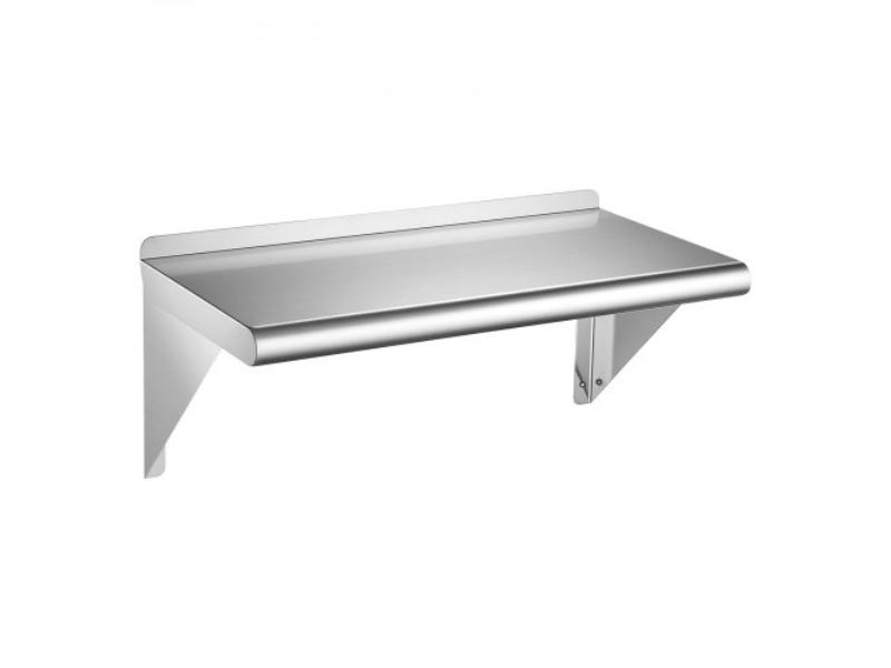 Stainless Steel Shelf - 12 x 24 in. Wall Mount Floating Shelf - Heavy-Duty Storage Rack - 250 lbs Capacity - Easy to Clean - Suitable for Kitchen