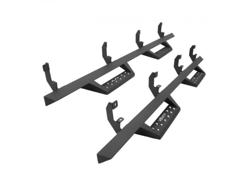 Running Boards - 4 in. Side Steps for 2019-2025 Chevy GMC 1500-2500HD Crew Cab, Black Carbon Steel Nerf Bars - 550 lbs Load Capacity