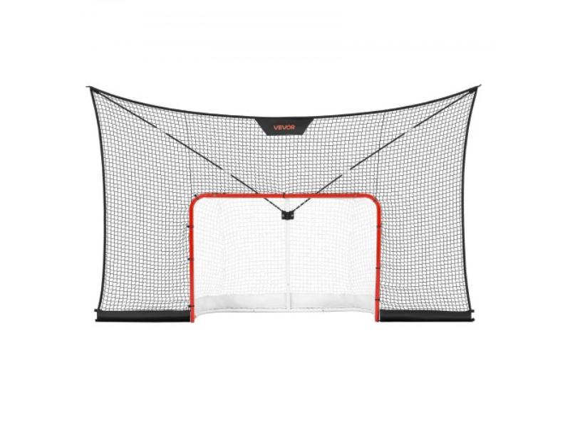 Hockey Goal & Backstop Net Set - 12 x 7 ft. Durable Hockey Net - Extended Coverage - Portable Training Set - Easy Assembly for Youth & Adults