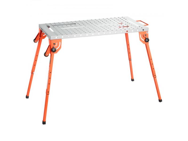Foldable Welding Table - 44 x 21 in. - 500 lbs Capacity - 4-Level Adjustable Height - Heavy-Duty Steel - 6 Tool Slots 0.63 in. Fixture Holes