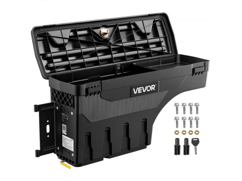 Truck Bed Storage Box - 6.6 gal Waterproof ABS Tool Box with Anti-Theft Lock for 2020-2025 Chevy GMC Silverado Sierra 2500-3500HD - Left