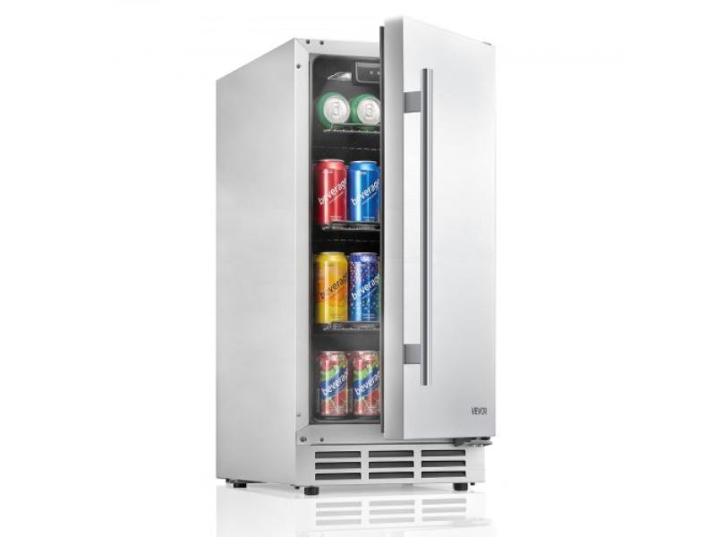 Outdoor Beverage Refrigerator - 15 in. Undercounter Drink Fridge - 3.0 cu. ft. - Holds 94 Cans - Built-in-Freestanding Cooler for Home Bar & Patio