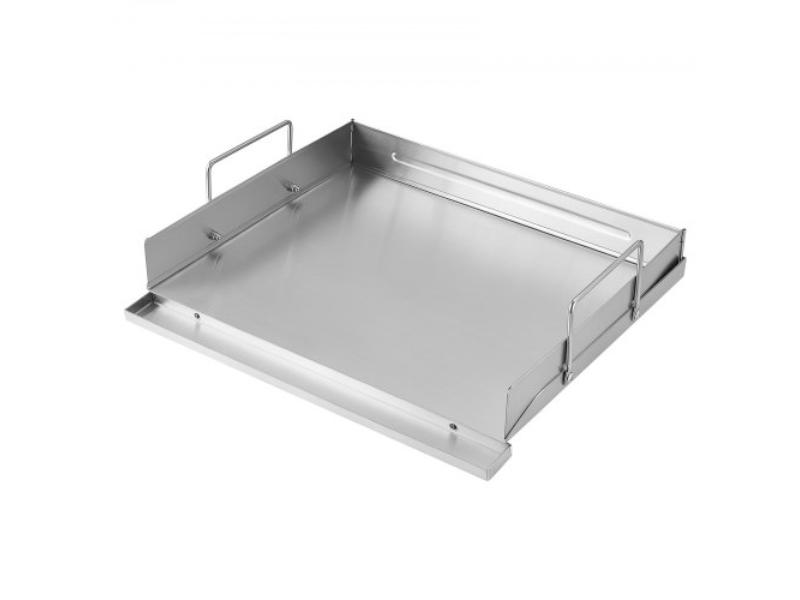 Stainless Steel Griddle - 18 x 16 in. Flat Top Plate with Handle - Even Heat Distribution - Portable for BBQ, Grill, Stove & Oven