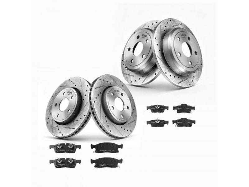Front & Rear Brake Kit - Ceramic Brake Pads & Drilled Slotted Rotors for 2011-2020 Dodge Durango 3.6L & 2011-2020 Jeep Grand Cherokee 3.6L