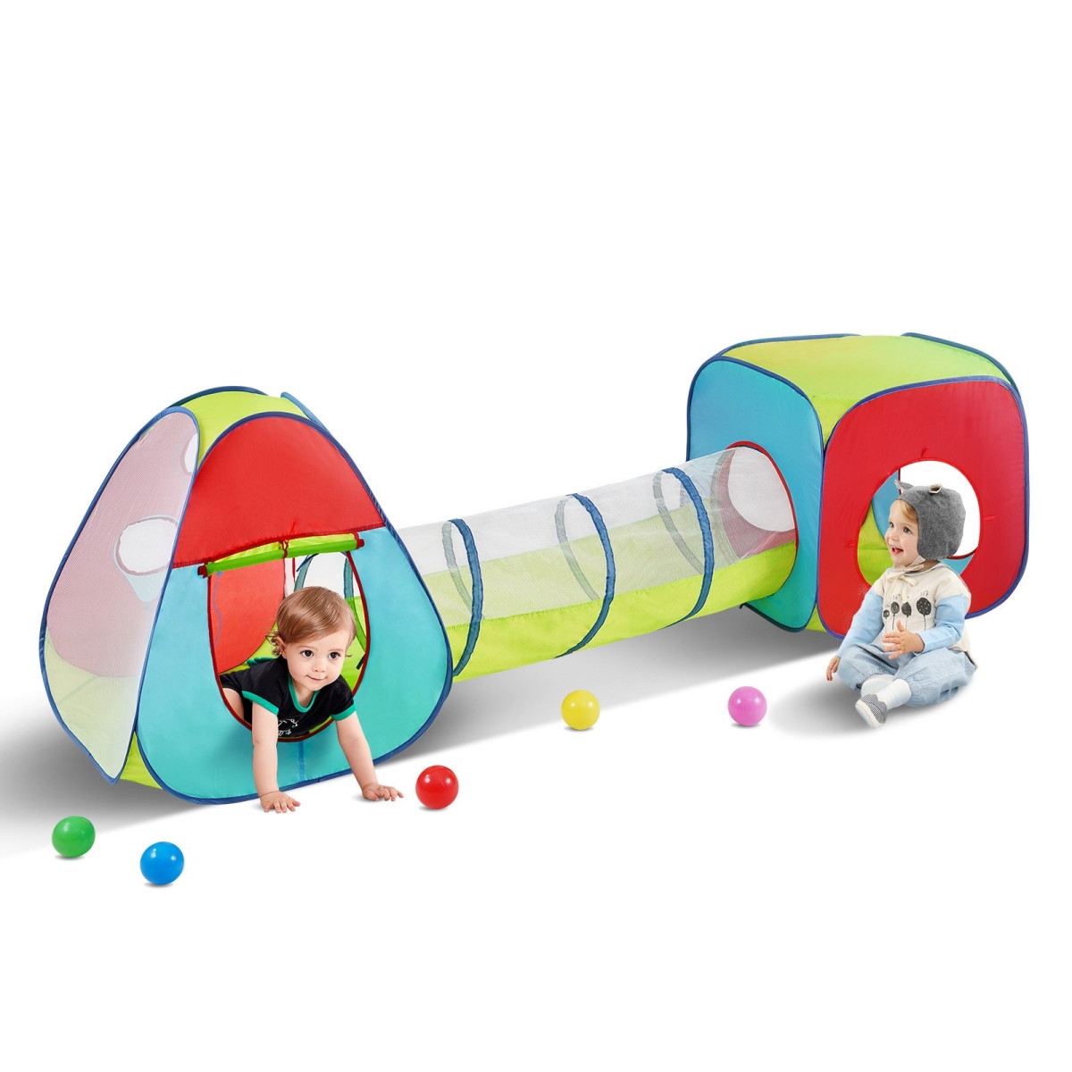 Picture of Vevor PPSDZPX3DCS087RJTV0 3 in 1 Kids Play Tent with Tunnel&#44; Multi Color