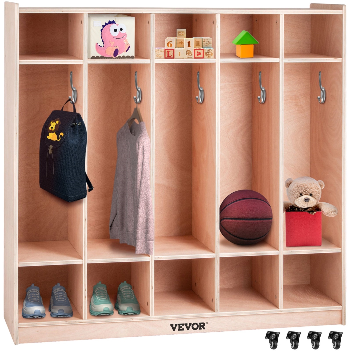 Picture of Vevor CWG5JETCWG0000001V0 Preschool Cubby 5-Section Plywood Birch Locker