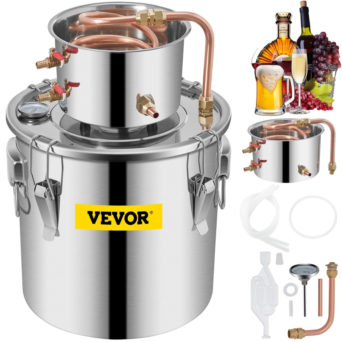 Picture of Vevor ZLSJ3GALZLQ000001V0 12 Liter Water Alcohol Distiller