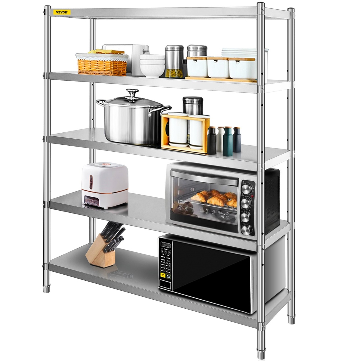 Picture of Vevor BXGHJ5C60X18.5YC1V0 60 x 18.5 in. 5 Tier Adjustable Stainless Steel Shelving