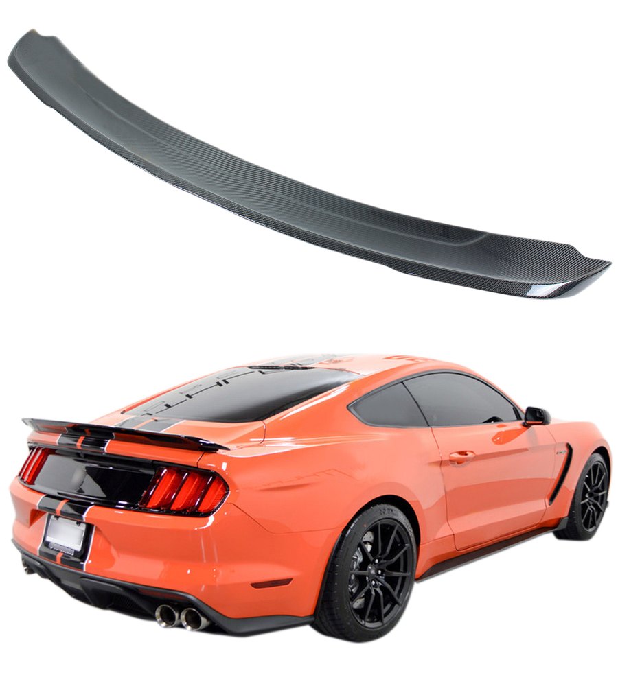 Picture of Vevor FTYMGT350TXWWY001V0 Carbon Fiber Rear Spoiler Wing for 2015-2020 Ford Mustang S550 GT GT350 350R&#44; Black