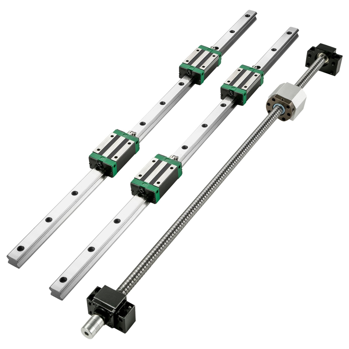 Linear Guide Rail 2PCS HGR20-1500mm +4 Slide Blocks RM1605 BF/BK12 Nut CNC, 2PK
